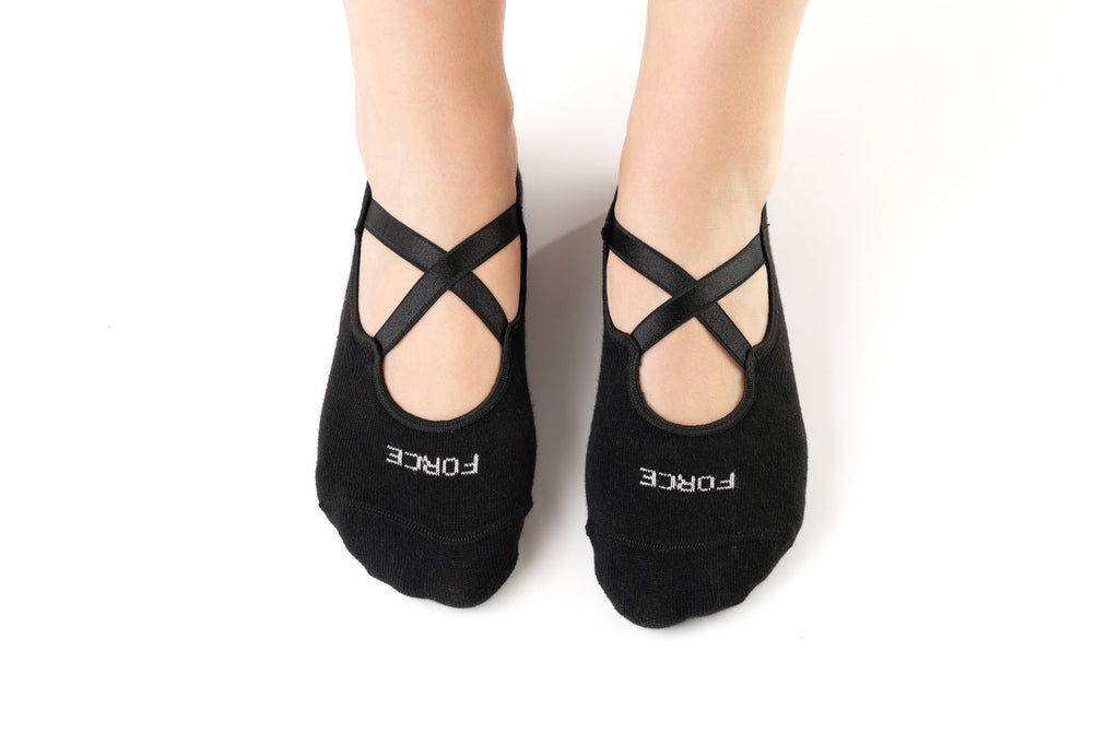 Ballet Style Pilates Grip Socks - Non-Slip Cotton - Black